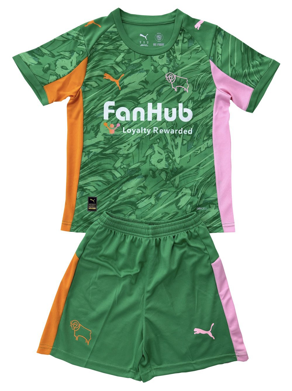 Kids Derby County Green Goalkeeper Shirt Jersey Kit 25-26 Youth Soccer Football 2025-2026