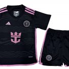 Kids Inter Miami Away Black Shirt Jersey Kit Youth 24-25 Soccer Football 2024-2025