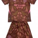 Kids Manchester City Brown Goalkeeper Shirt Jersey Kit 24-25 Youth Soccer Football 2024-2025