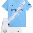 Kids Manchester City Home Shirt Jersey Kit 25-26 Youth Soccer Football 2025-2026