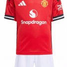 Kids Manchester United Home Shirt Jersey Kit 25-26 Youth Soccer Football 2025-2026