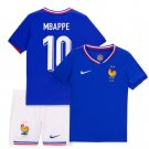 Kids MBAPPE #10 France Home Shirt Jersey Kit 24-25 Youth Soccer Football 2024-2025