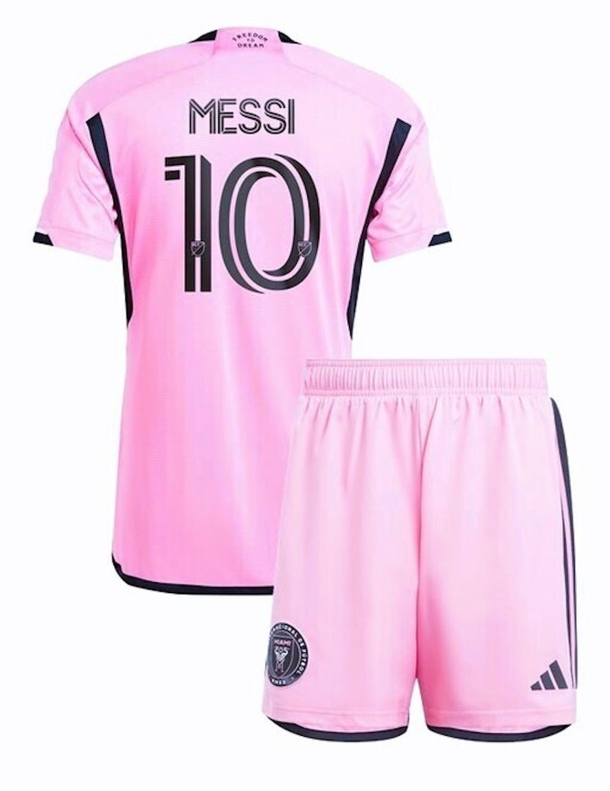 Kids MESSI #10 Inter Miami Home Pink Shirt Jersey Kit 24-25 Youth Soccer Football 2024-2025