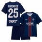 Kids N.MENDES #25 Paris Saint Germain Home Shirt Jersey Kit 25-26 Youth Soccer Football 2025-2026