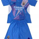 Kids Real Madrid Blue Goalkeeper Shirt Jersey Kit 24-25 Youth Soccer Football 2024-2025