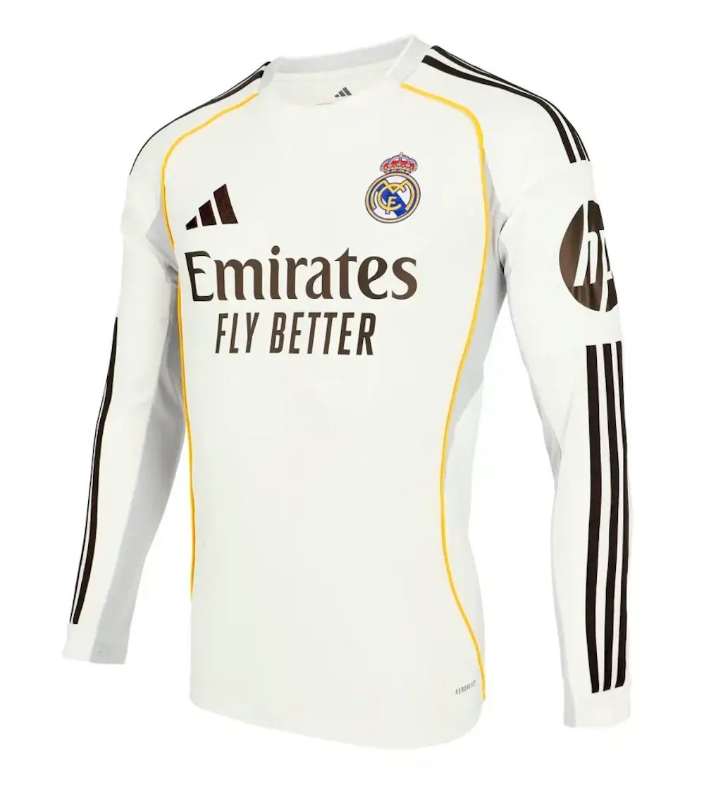 Real Madrid Men Home Shirt Long Sleeve Jersey 25-26 Soccer Football 2025-2026