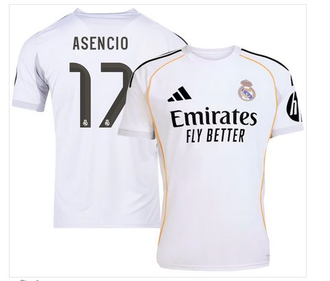 ASENCIO #17 Real Madrid Men Home Shirt Jersey 25/26 Soccer Football 2025/2026