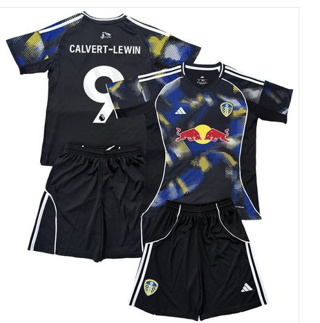 Kids CALVERT-LEWIN #9 Leeds United 3rd Third Shirt Jersey Kit 25-26 Youth Soccer Football 2025-2026