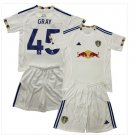 Kids GRAY #45 Leeds United Home Shirt Jersey Kit 25-26 Youth Soccer Football 2025-2026