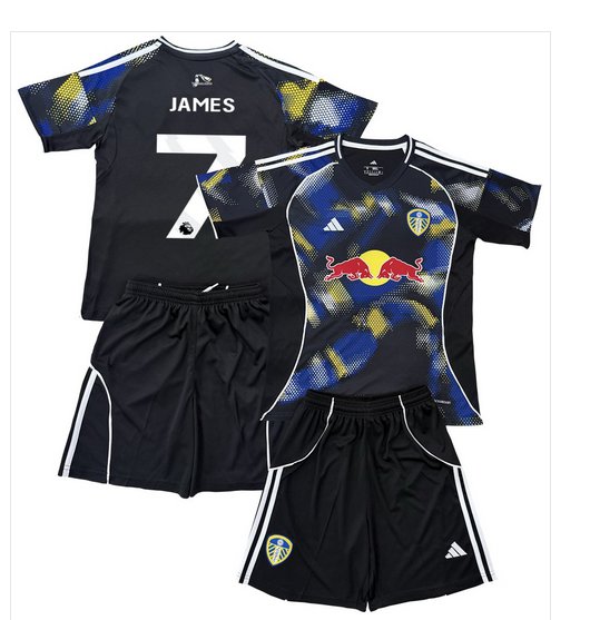 Kids JAMES #7 Leeds United 3rd Third Shirt Jersey Kit 25-26 Youth Soccer Football 2025-2026