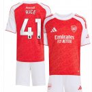 Kids RICE #41 Arsenal Home Shirt Jersey Kit 25-26 Youth Soccer Football 2025-2026