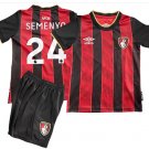 Kids SEMENYO #24 AFC Bournemouth Home Shirt Jersey Kit 25-26 Youth Soccer Football 2025-2026