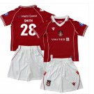 Kids SMITH #28 Wrexham Home Shirt Jersey Kit 25-26 Youth Soccer Football 2025-2026
