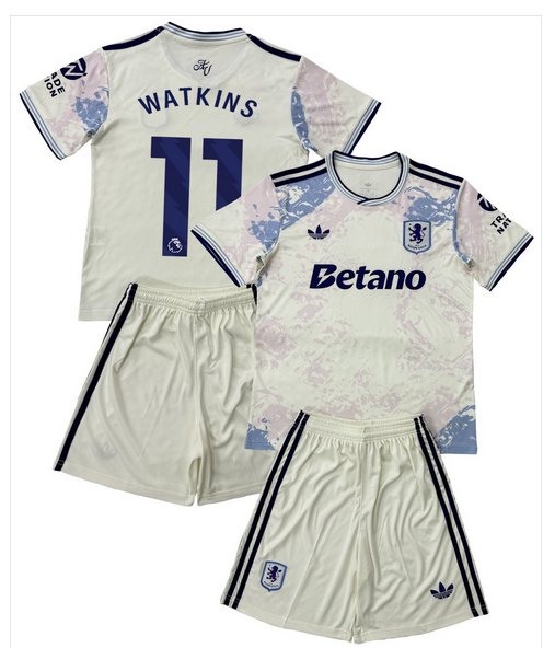Kids WATKINS #11 Aston Villa 3rd Third Shirt Jersey Kit 25-26 Youth Soccer Football 2025-2026