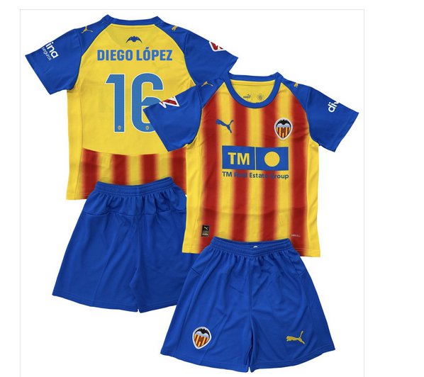 Kids DIEGO L&Atilde;�PEZ #16 Valencia 3rd Third Shirt Jersey Kit 25-26 Youth Soccer Football 2025-2026