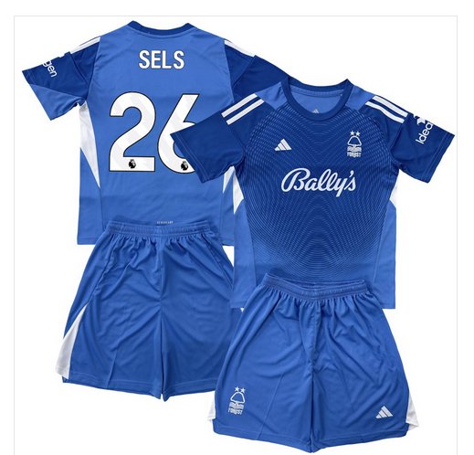 Kids SELS #26 Nottingham Forest Blue Goalkeeper Shirt Jersey 25-26 Youth Soccer Football 2025-2026