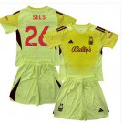 Kids SELS #26 Nottingham Forest Yellow Goalkeeper Shirt Jersey 25-26 Youth Soccer Football 2025-2026
