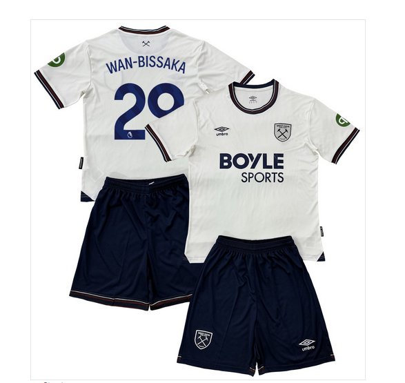 Kids WAN-BISSAKA #29 West Ham United Away Shirt Jersey Kit 25-26 Youth Soccer Football 2025-2026