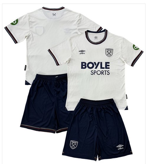 Kids West Ham United Away Shirt Jersey Kit 25-26 Youth Soccer Football 2025-2026
