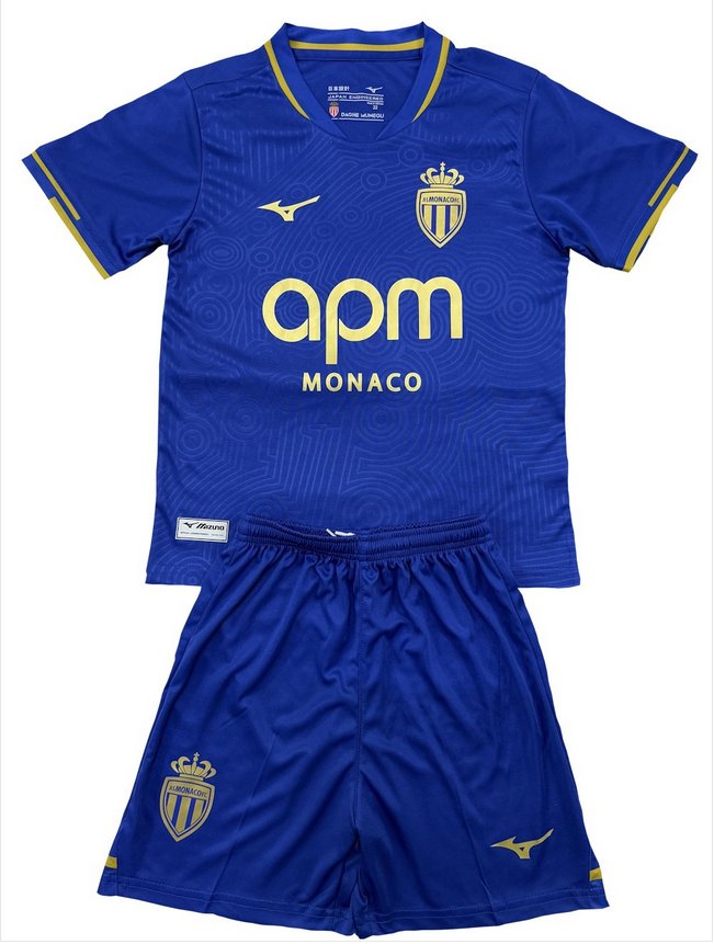 Kids AS Monaco Away Shirt Jersey Kit 25/26 Youth Soccer Football 2025/2026