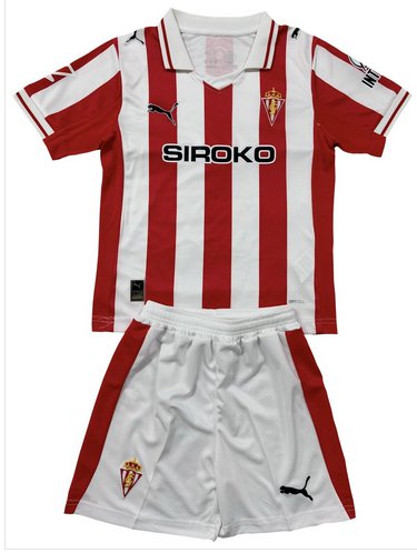 Kids Sporting De Gijon Home Shirt Jersey Kit 25/26 Youth Soccer Football 2025/2026