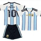 Kids MESSI #10 Argentina Home World Cup Shirt Jersey Kit 26-27 Youth Soccer Football 2026-2027