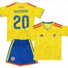 Kids QUINTERO #20 Colombia Home World Cup Shirt Jersey Kit 26-27 Youth Soccer Football 2026-2027