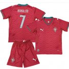 Kids RONALDO #7 Portugal Home World Cup Shirt Jersey Kit 26-27 Youth Soccer Football 2026-2027