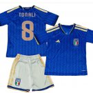 Kids TONALI #8 Italy Home World Cup Shirt Jersey Kit 26-27 Youth Soccer Football 2026-2027