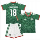 Kids A.GUARDADO #18 Mexico Home World Cup Shirt Jersey Kit 26-27 Youth Soccer Football 2026-2027
