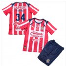 Kids HORMIGA #34 Chivas Guadalajara Home Shirt Jersey Kit 25-26 Youth Soccer Football 2025-2026