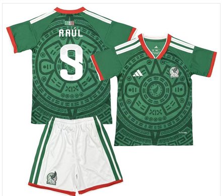 Kids RA&Atilde;�L #9 Mexico Home World Cup Shirt Jersey Kit 26-27 Youth Soccer Football 2026-2027