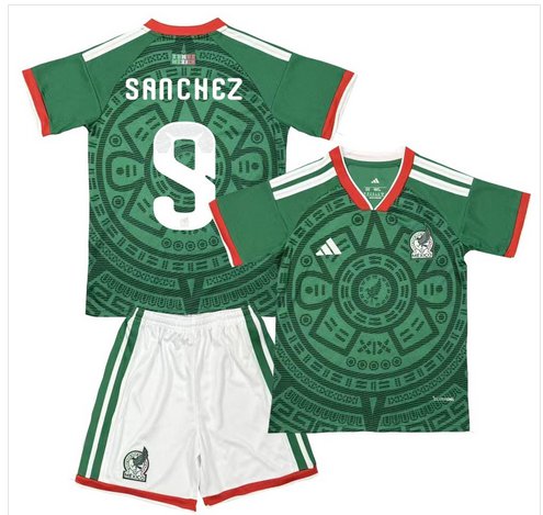 Kids SANCHEZ #9 Mexico Home World Cup Shirt Jersey Kit 26-27 Youth Soccer Football 2026-2027