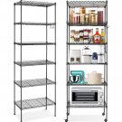 6-Tier Shelf Rack Wire Shelving Unit Storage Height Adjsutable Metal Shelf with 4 Side Hooks, 260lbs