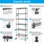 6-Tier Shelf Rack Wire Shelving Unit Storage Height Adjsutable Metal Shelf with 4 Side Hooks, 260lbs