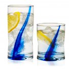 Libbey Tumbler and Rocks Glass Set, Infused Blue Ribbon Drinkware Glasses Set