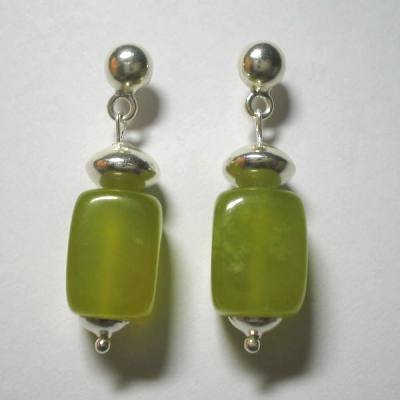 .950 Pure Silver Earrings with Serpentine