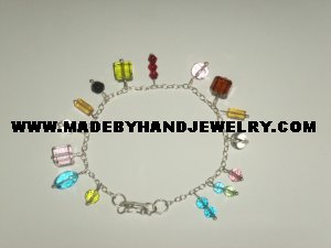 Handmade .950 Pure silver anklet with murano crystals