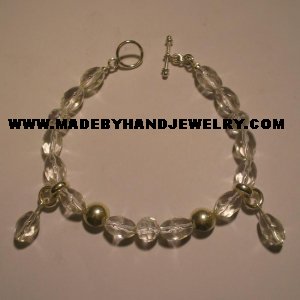 Handmade .950 Silver Bracelet with Clear Murano