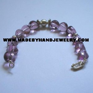 Handmade .950 Silver Bracelet with Grape colored Murano
