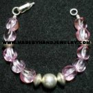 Handmade .950 Silver Bracelet with Pink colored Murano