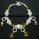 Handmade .950 Silver Bracelet with Amber colored Murano