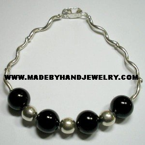 .950 Silver Bracelet with Black Onyx *EMAIL SIZE FOR AVAILABILITY AND PRICE*