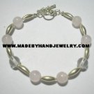 Handmade .950 Silver Bracelet with Pink Quartz
