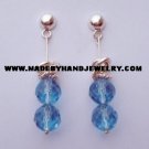 .950 Pure Silver Earrings with Light Blue Murano