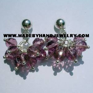 .950 Pure Silver Earrings with Grape colored Murano