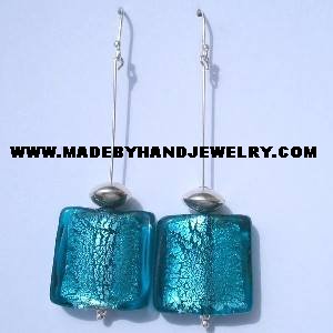 .950 Pure Silver Earrings with Murano