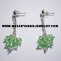 .950 Pure Silver Earrings with Green colored Murano