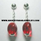 .950 Pure Silver Earrings with Red colored Murano