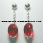 .950 Pure Silver Earrings with Red colored Murano